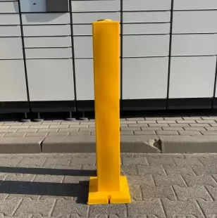 Słupek parkingowy blokujący U-12c | PEHD, 100 cm, na stopie, żółty